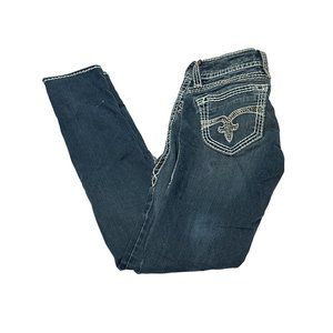 Rock Revival Jeans Women 27 Blue Denim Dark Wash Aida Skinny Buckle Rope Stitch